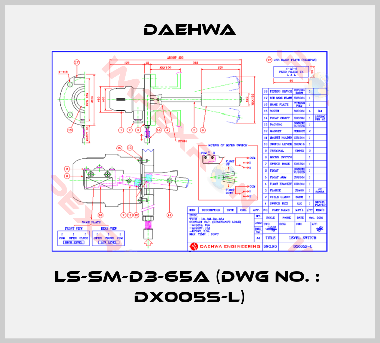 Daehwa-LS-SM-D3-65A (Dwg No. :  DX005S-L)
