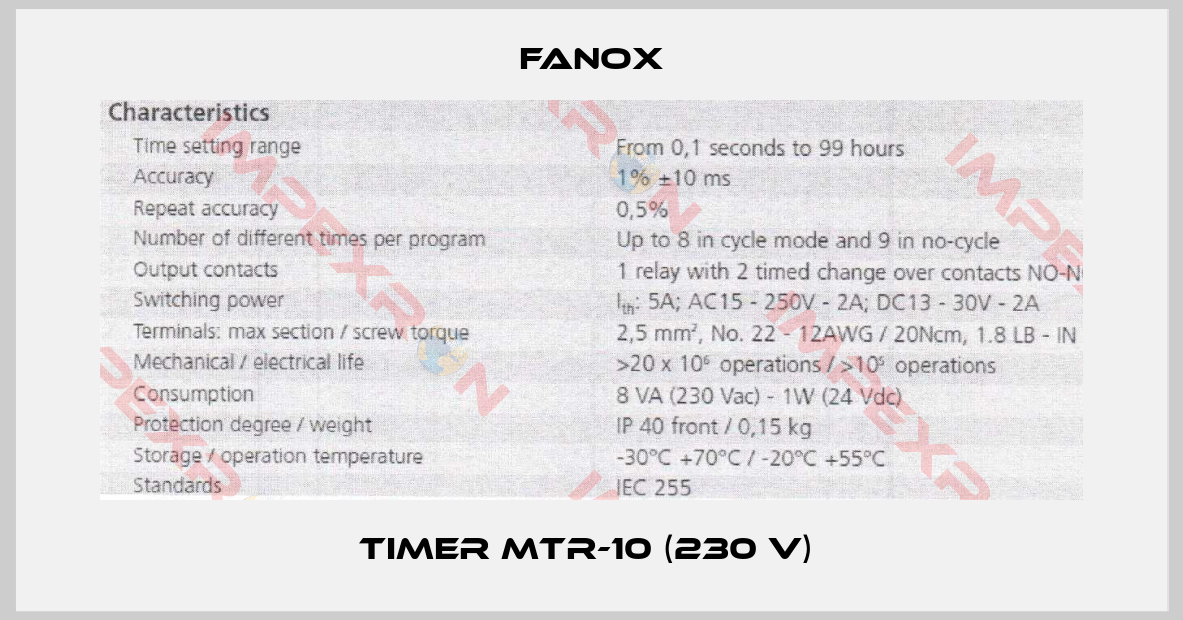 Fanox-Timer MTR-10 (230 V) 