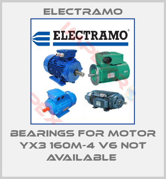 Electramo-bearings for motor YX3 160M-4 V6 not available 