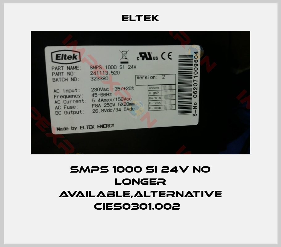 Eltek-SMPS 1000 SI 24V no longer available,alternative CIES0301.002  