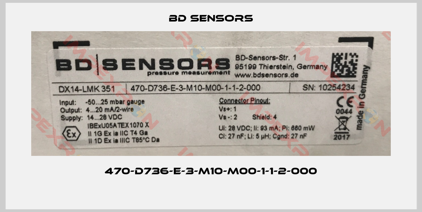 Bd Sensors-470-D736-E-3-M10-M00-1-1-2-000 