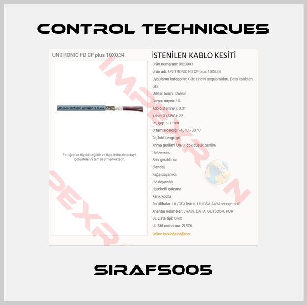 Control Techniques-SIRAFS005