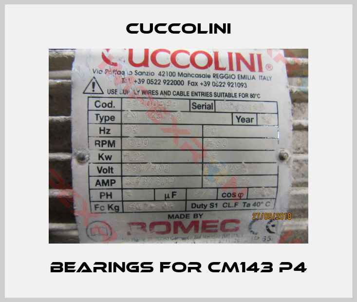 Cuccolini-bearings for CM143 P4