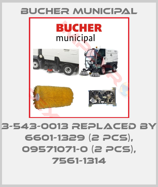 Bucher Municipal-3-543-0013 replaced by 6601-1329 (2 pcs), 09571071-0 (2 pcs), 7561-1314