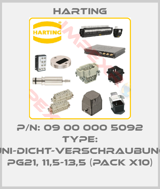 Harting-P/N: 09 00 000 5092 Type: Uni-Dicht-Verschraubung Pg21, 11,5-13,5 (pack x10)