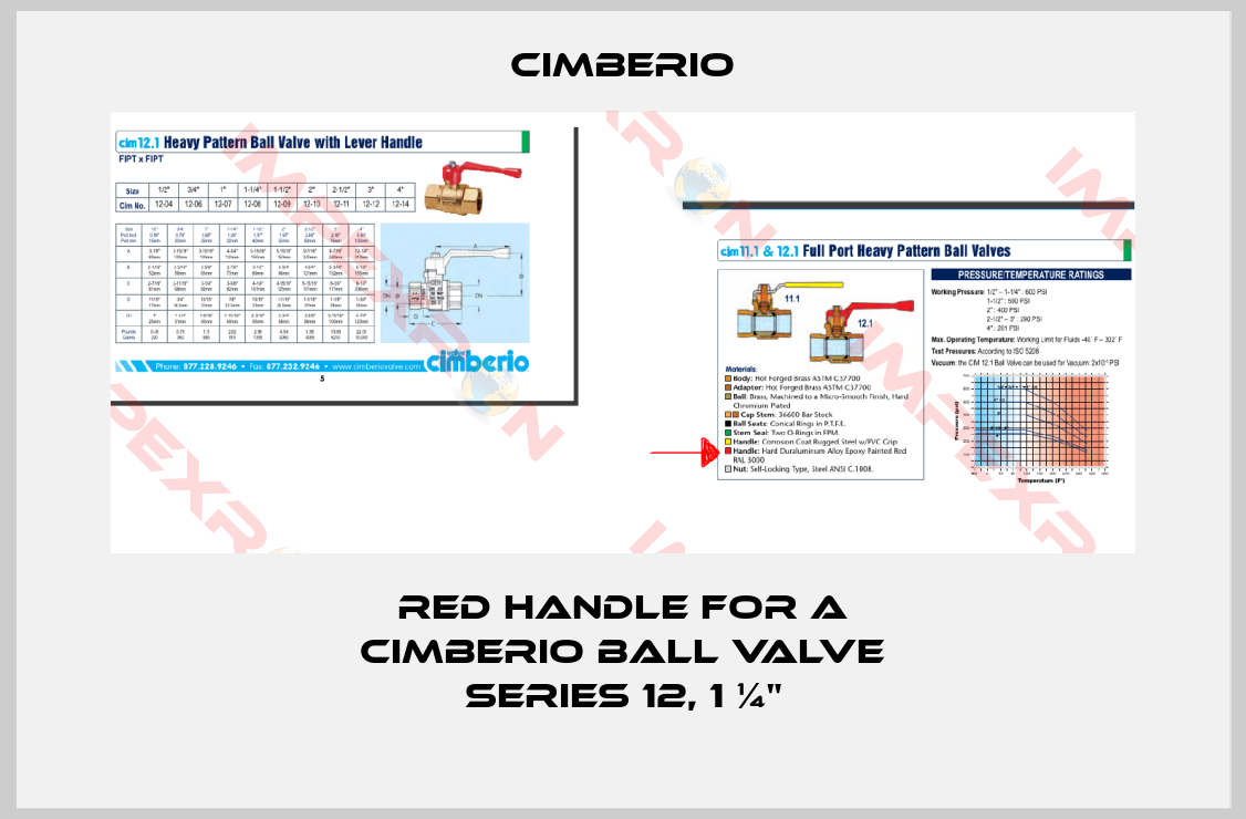 Cimberio-red handle for a Cimberio ball valve series 12, 1 ¼"