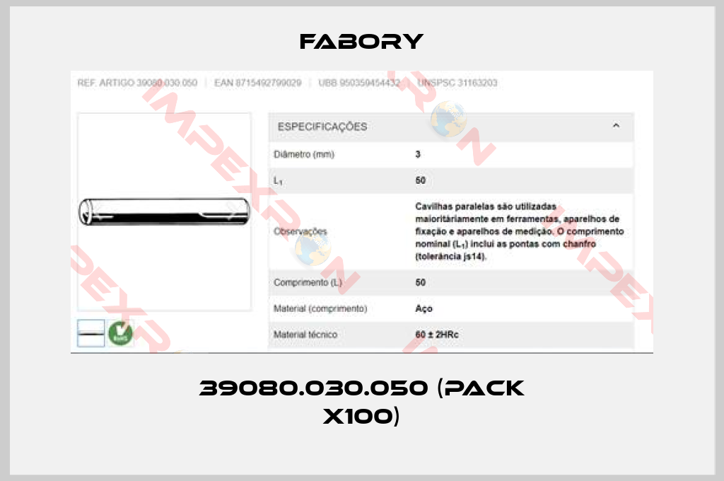 Fabory-39080.030.050 (pack x100)
