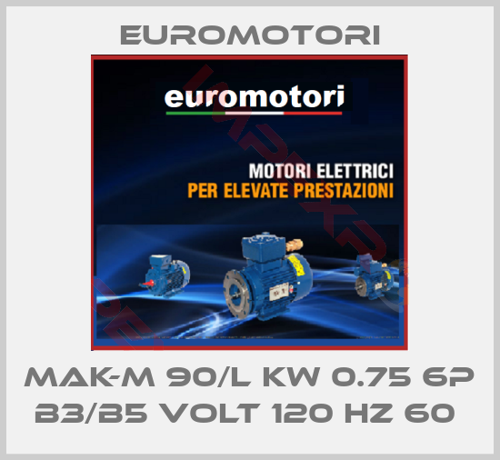 Euromotori-MAK-M 90/L KW 0.75 6P B3/B5 VOLT 120 HZ 60 