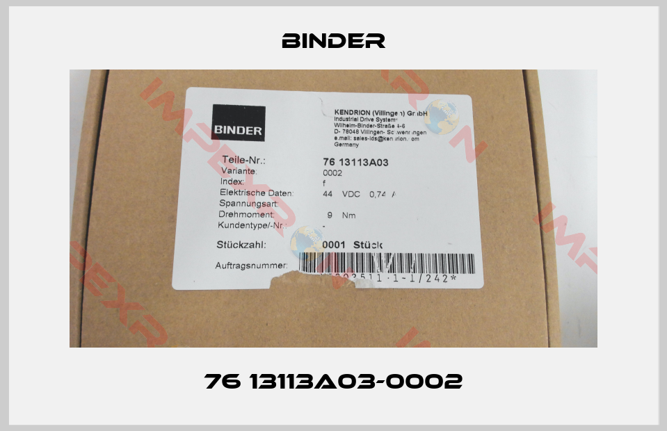 Binder-76 13113A03-0002