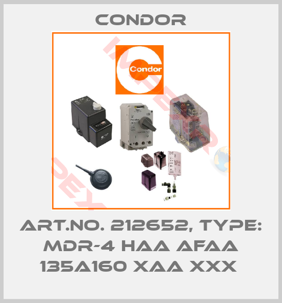 Condor-Art.No. 212652, Type: MDR-4 HAA AFAA 135A160 XAA XXX 