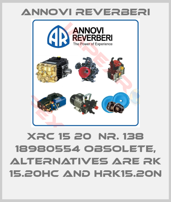 Annovi Reverberi-XRC 15 20  Nr. 138 18980554 obsolete, alternatives are RK 15.20HC and HRK15.20N