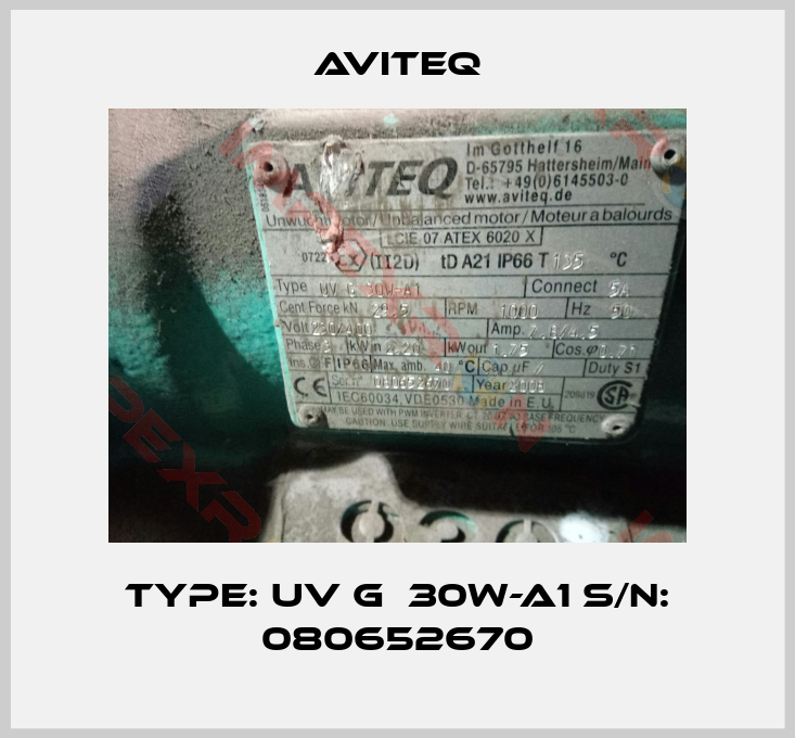 Aviteq-Type: UV G  30W-A1 S/N: 080652670