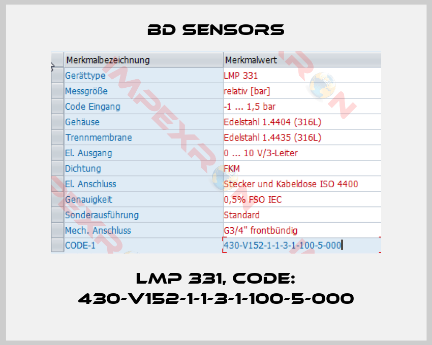 Bd Sensors-LMP 331, Code: 430-V152-1-1-3-1-100-5-000