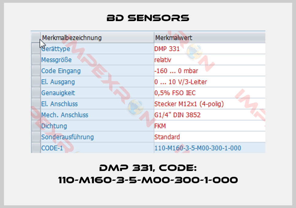 Bd Sensors-DMP 331, Code: 110-M160-3-5-M00-300-1-000
