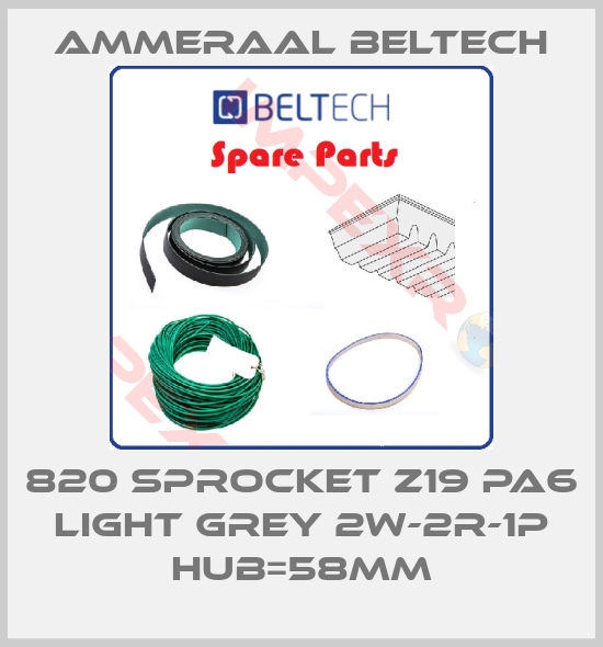 Ammeraal Beltech-820 Sprocket z19 PA6 Light Grey 2W-2R-1P Hub=58mm
