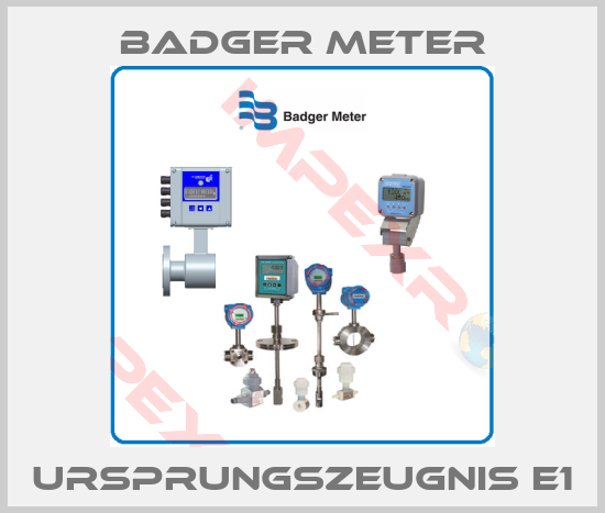 Badger Meter-Ursprungszeugnis E1