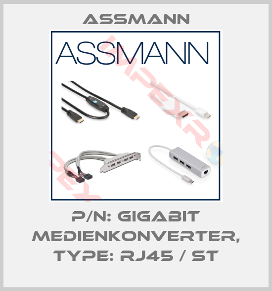 Assmann-P/N: Gigabit Medienkonverter, Type: RJ45 / ST