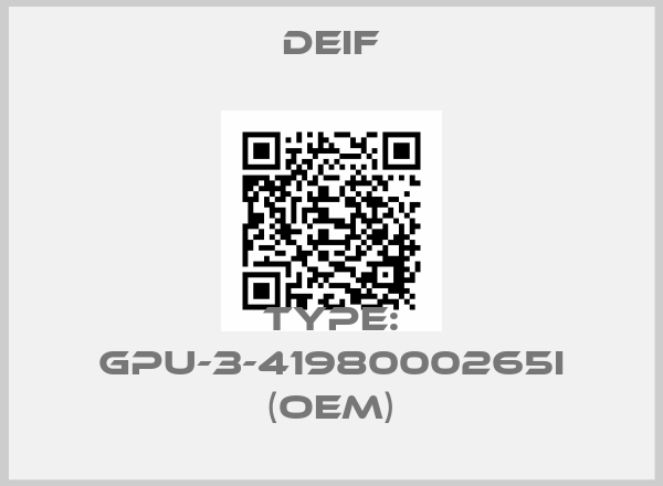 Deif-Type: GPU-3-4198000265I (OEM)
