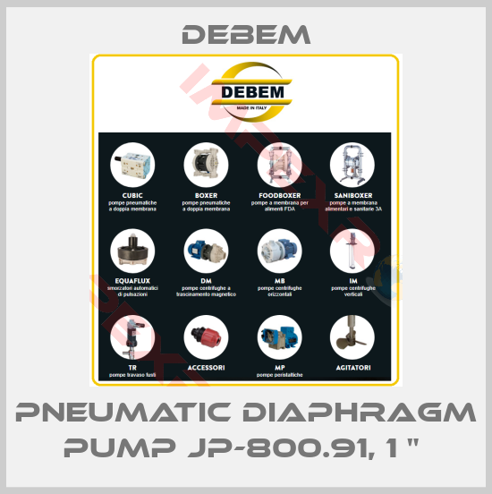 Debem-PNEUMATIC DIAPHRAGM PUMP JP-800.91, 1 " 