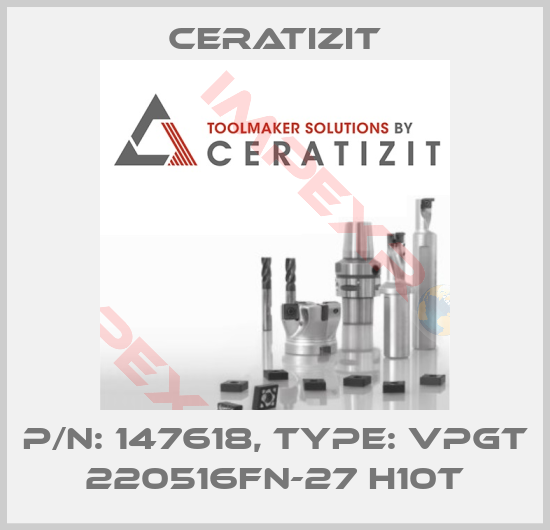 Ceratizit-P/N: 147618, Type: VPGT 220516FN-27 H10T
