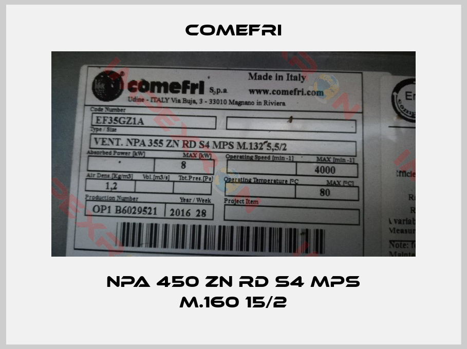 Comefri-NPA 450 ZN RD S4 MPS M.160 15/2