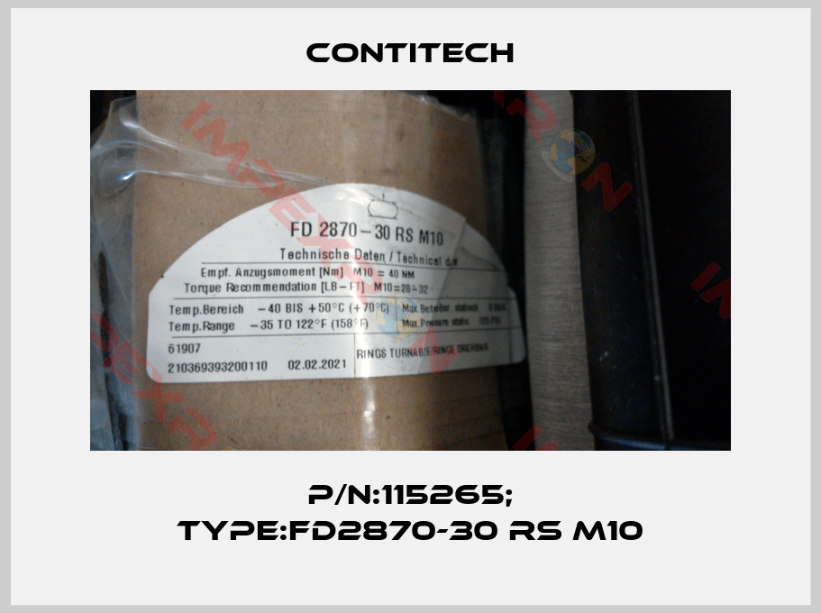 Contitech-P/N:115265; Type:FD2870-30 RS M10