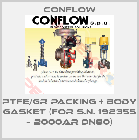 CONFLOW-PTFE/GR PACKING + BODY GASKET (FOR S.N. 192355 – 2000AR DN80)