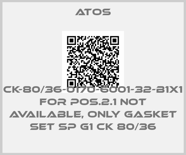 Atos-CK-80/36-0170-6001-32-B1X1 for Pos.2.1 not available, only gasket set SP G1 CK 80/36