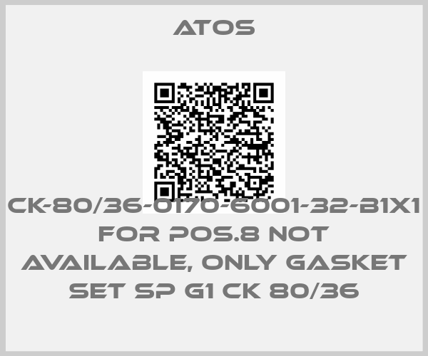 Atos-CK-80/36-0170-6001-32-B1X1 for Pos.8 not available, only gasket set SP G1 CK 80/36