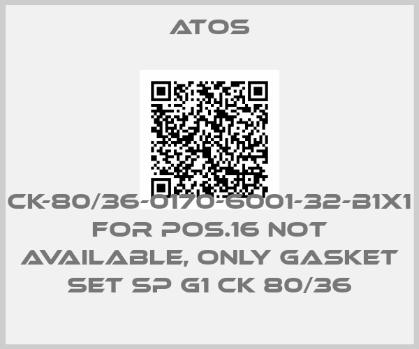 Atos-CK-80/36-0170-6001-32-B1X1 for Pos.16 not available, only gasket set SP G1 CK 80/36