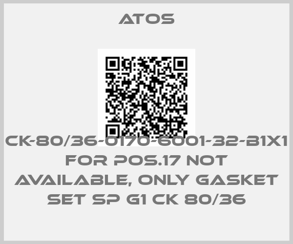 Atos-CK-80/36-0170-6001-32-B1X1 for Pos.17 not available, only gasket set SP G1 CK 80/36