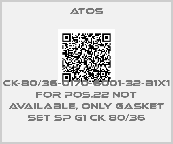 Atos-CK-80/36-0170-6001-32-B1X1 for Pos.22 not available, only gasket set SP G1 CK 80/36