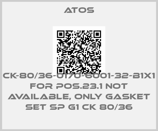 Atos-CK-80/36-0170-6001-32-B1X1 for Pos.23.1 not available, only gasket set SP G1 CK 80/36