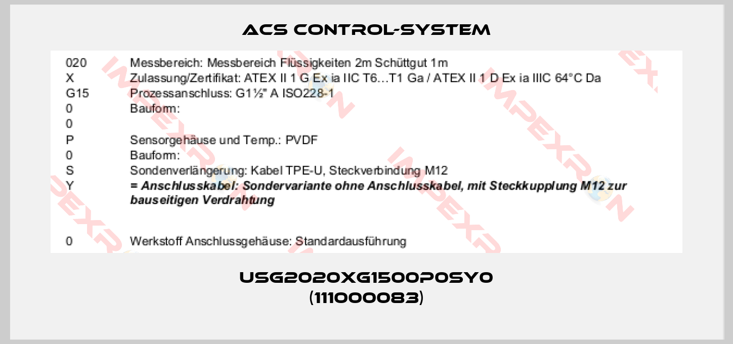 Acs Control-System-USG2020XG1500P0SY0 (111000083)