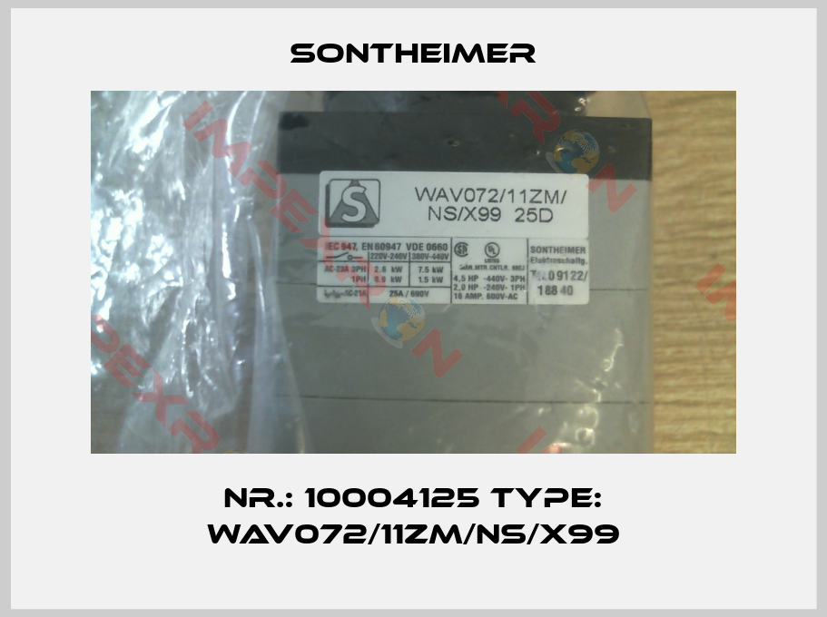 Sontheimer-Nr.: 10004125 Type: WAV072/11ZM/NS/X99