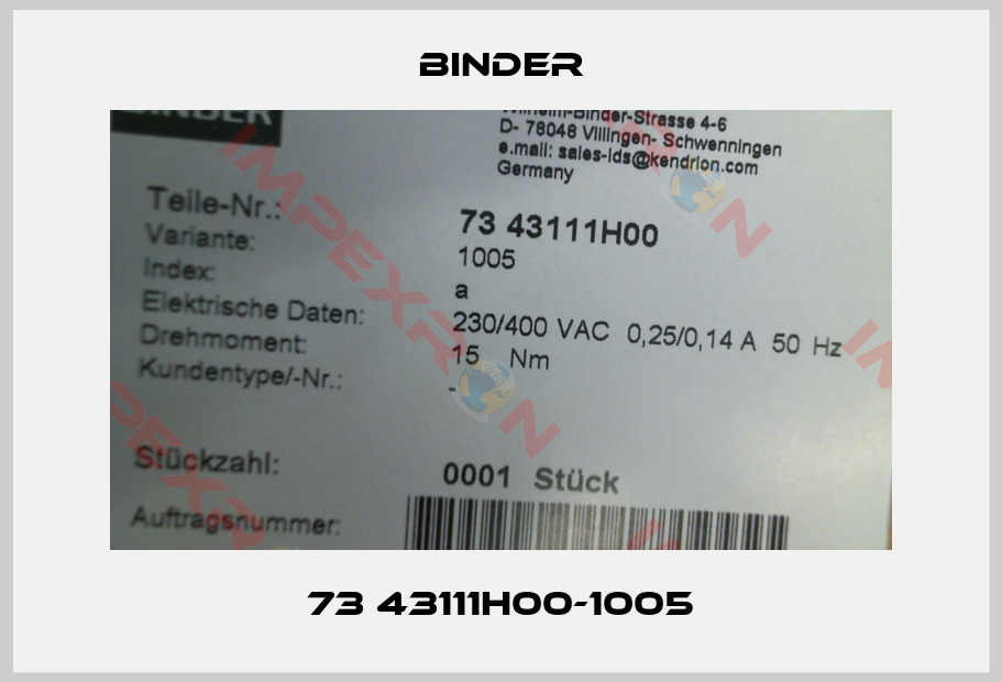 Binder-73 43111H00-1005