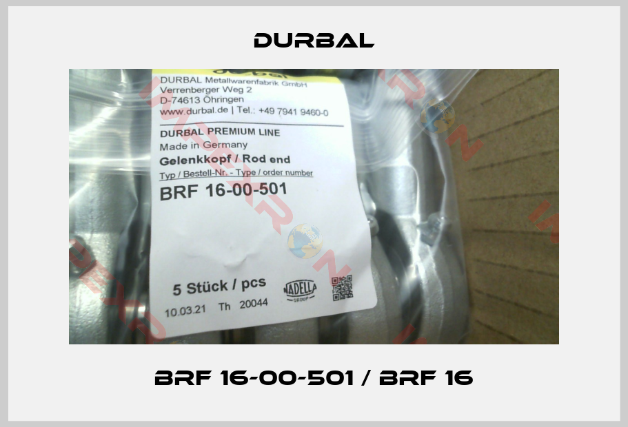 Durbal-BRF 16-00-501 / BRF 16