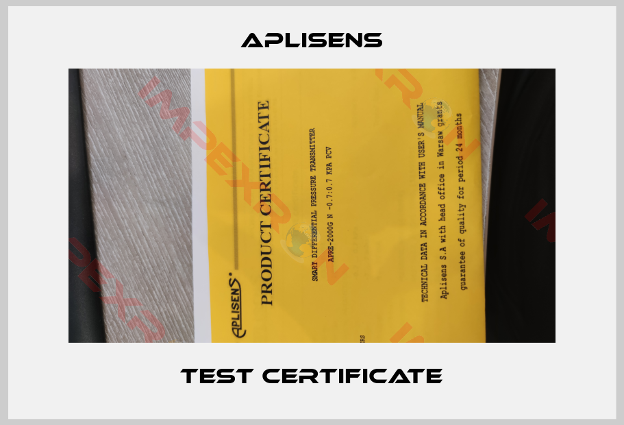 Aplisens-Test Certificate