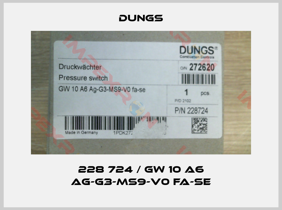 Dungs-228 724 / GW 10 A6 Ag-G3-MS9-V0 fa-se