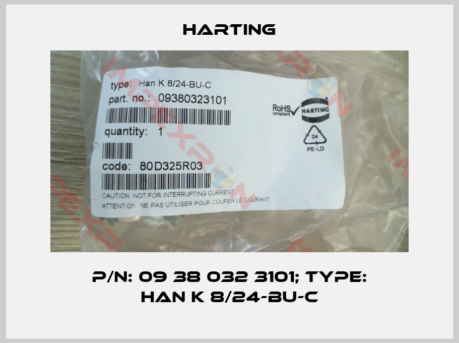 Harting-p/n: 09 38 032 3101; Type: Han K 8/24-BU-C