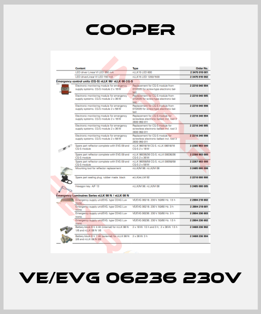 Cooper-VE/EVG 06236 230V