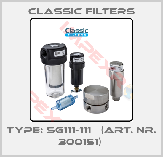 Classic filters-Type: SG111-111   (Art. Nr. 300151) 
