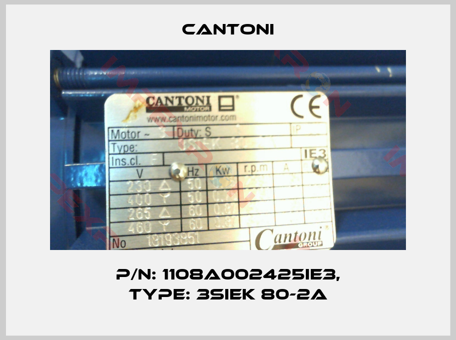Cantoni-P/N: 1108A002425IE3, Type: 3SIEK 80-2A