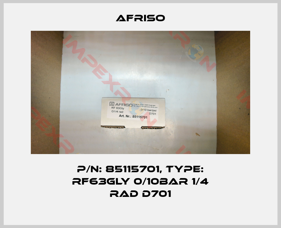 Afriso-P/N: 85115701, Type: RF63Gly 0/10bar 1/4 rad D701