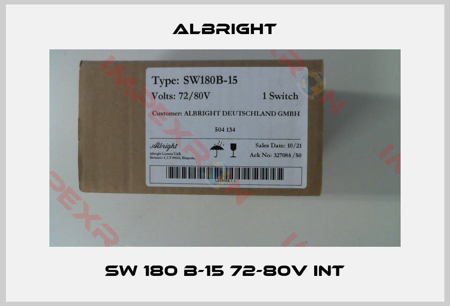 Albright-SW 180 B-15 72-80V INT