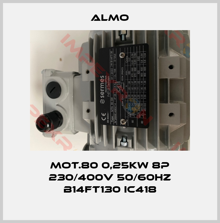 Almo-MOT.80 0,25KW 8P 230/400V 50/60HZ B14FT130 IC418
