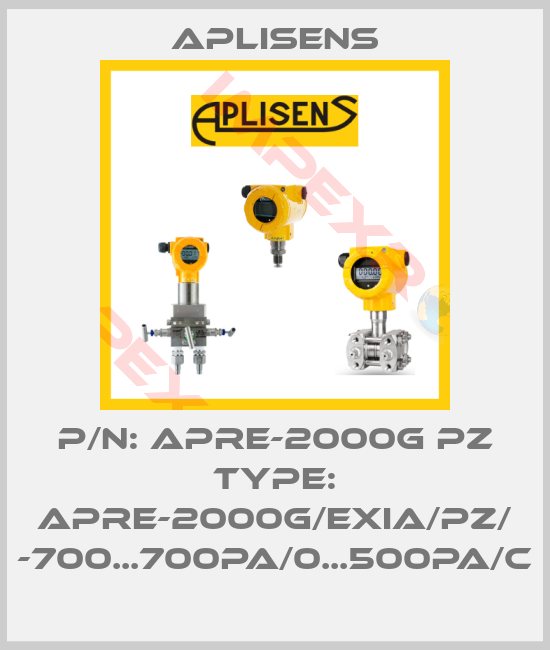 Aplisens-p/n: APRE-2000G PZ type: APRE-2000G/Exia/PZ/ -700...700Pa/0...500Pa/C