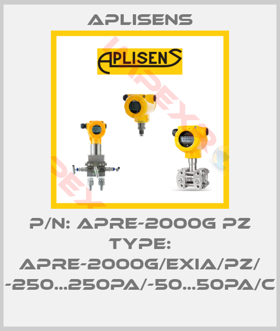 Aplisens-p/n: APRE-2000G PZ type: APRE-2000G/Exia/PZ/ -250...250Pa/-50...50Pa/C