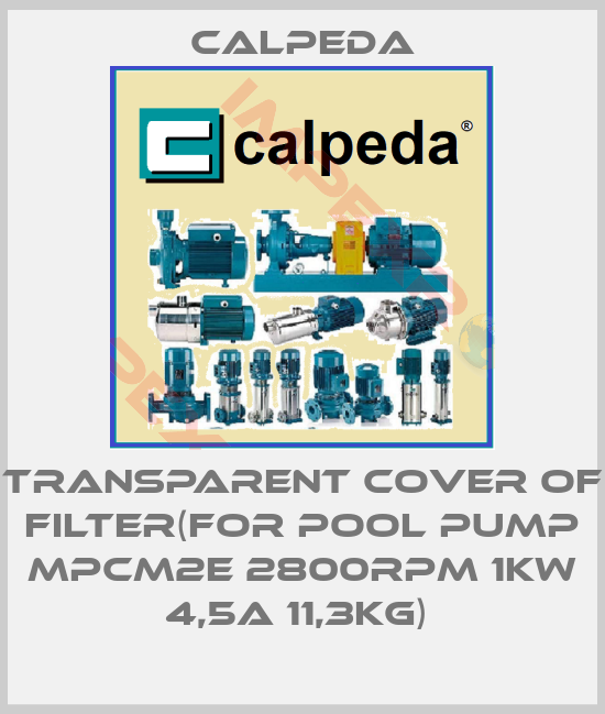 Calpeda-TRANSPARENT COVER OF FILTER(FOR POOL PUMP MPCM2E 2800RPM 1KW 4,5A 11,3KG) 