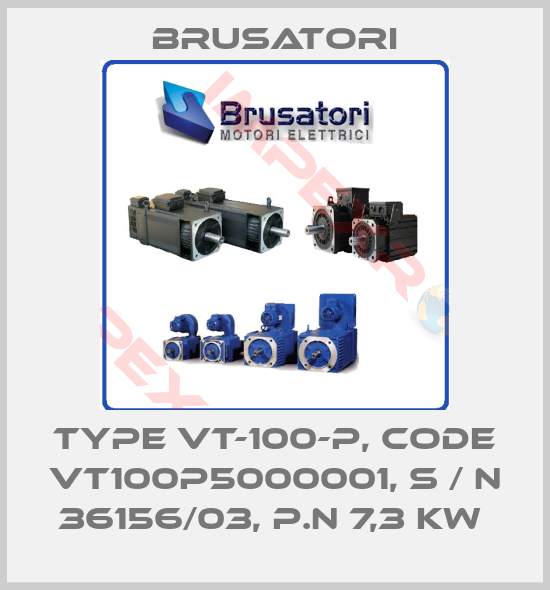 Brusatori-TYPE VT-100-P, CODE VT100P5000001, S / N 36156/03, P.N 7,3 KW 